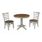 International Concepts Round 36 in Rd Top Pedestal Table, 2 Emily Chairs, Hickory/Stone, 36 in W, 36 in L, 29.9 in H, Wood K41-36RT-27B-C617P - alternate 1
